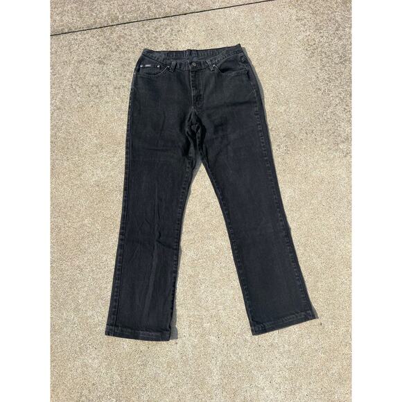 Vintage Riders by Lee Pants Women Size 14L Black Denim Straight Leg Jeans Grunge - Picture 1 of 7